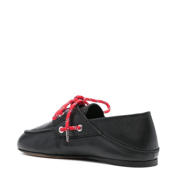 Sandro Black Boat Shoes with Red Laces